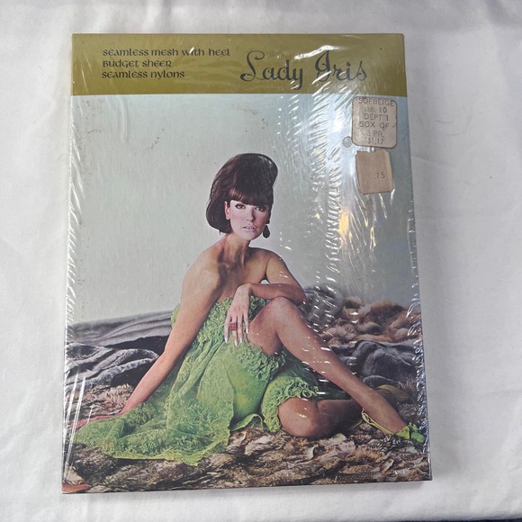 Lady Iris Accessories - Vintage Lady Iris Seamless Mesh Nylons Sofbeige 3 Pairs Size 10 Retro Stockings